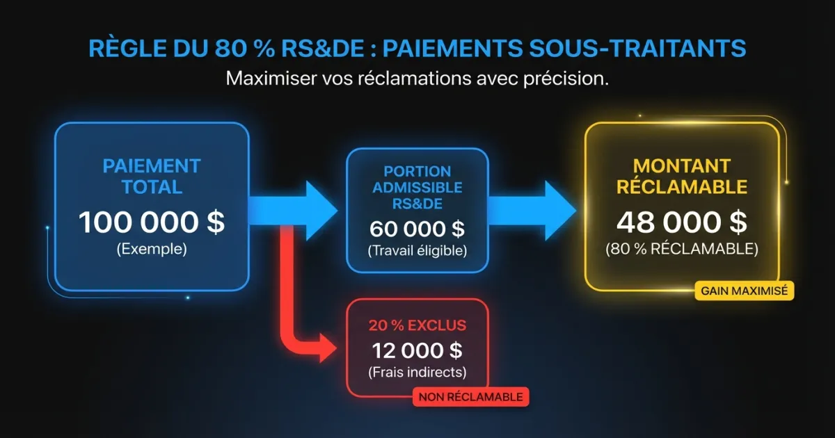 Comment la règle du 80 % s'applique aux paiements de sous-traitants sans lien de dépendance pour les demandes de RS&DE