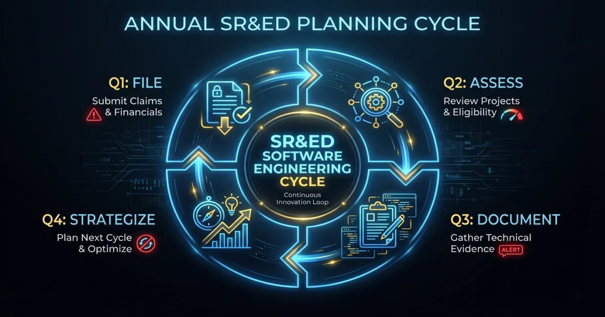 Annual SR&ED planning cycle across four quarters