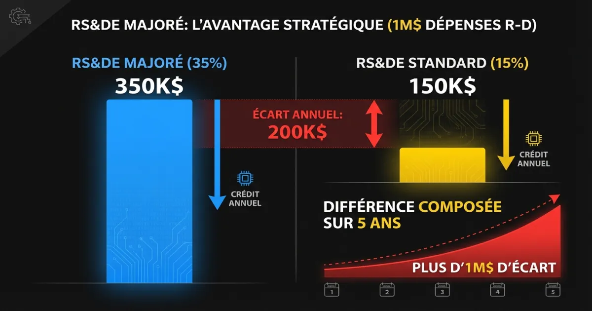 Comparaison de la récupération des crédits RS&DE aux taux majoré vs standard